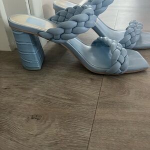 Dolce Vita Braided Strap Heeled Sandals - Light Blue